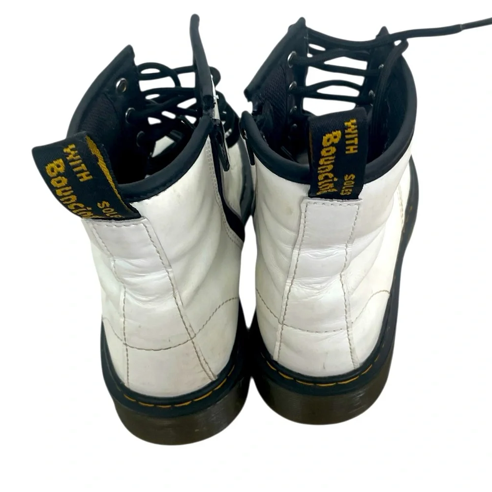 Dr.Martens White Leather‎ Lace Up/ Zipper Closure Boots Mens S4 Ladies Size 5